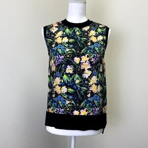 Ted Baker‎ London Womens Floral Sleeveless Shell Top Black Multi Size 1 Small